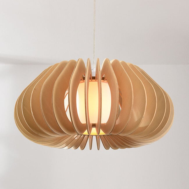 pendant light Rorka - wooden slats with diffuser