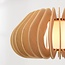 Pendant light Rorka with wooden slats, open round shape and diffuser