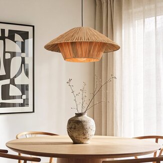 Raffina Pendant Light made of layered raffia paper