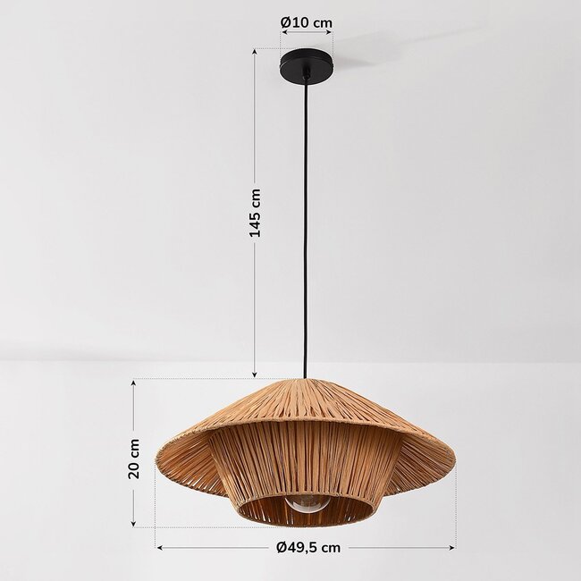Raffina Pendant Light made of layered raffia paper