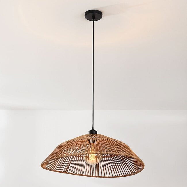 Boho pendant light Serra - hand-woven in a natural colour