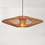 Pendant light with double shade made of handwoven paper in natural colour - Orana