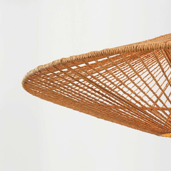 Pendant light with double shade made of handwoven paper in natural colour - Orana