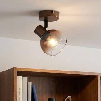 Adjustable ceiling spotlight Pilou with brown ombre glass