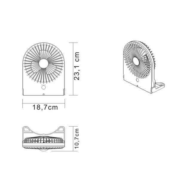 Portable table fan Breezy in black - rechargeable