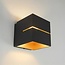 Modern square wall lamp Avi in black with gold interior