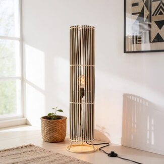 Bamboo floor lamp in black and natural - Lori