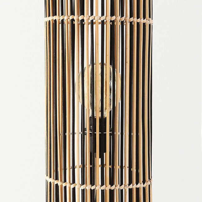 Bamboo floor lamp in black and natural - Lori