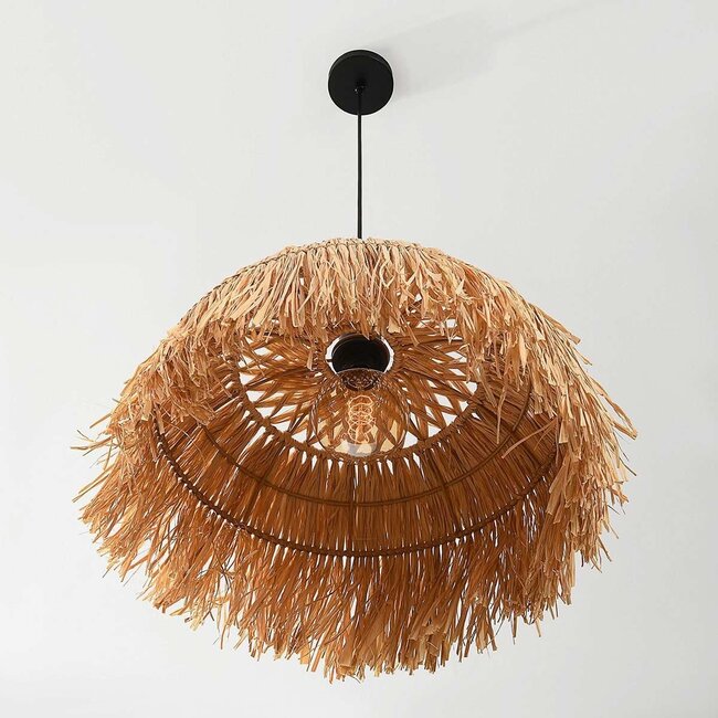 Pendant light Laria made of natural hand-woven raffia paper