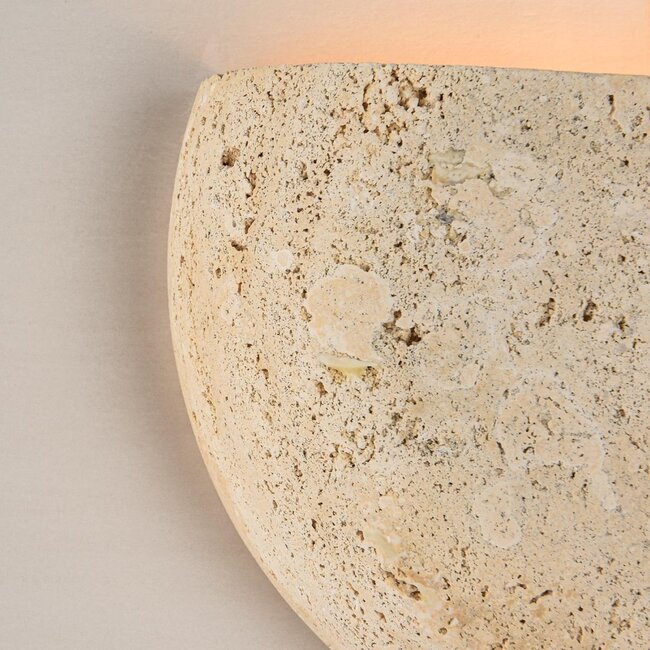 Wall lamp Teros - semi-circular travertine (natural stone)