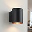 Modern wall lamp Jen in black with gold interior