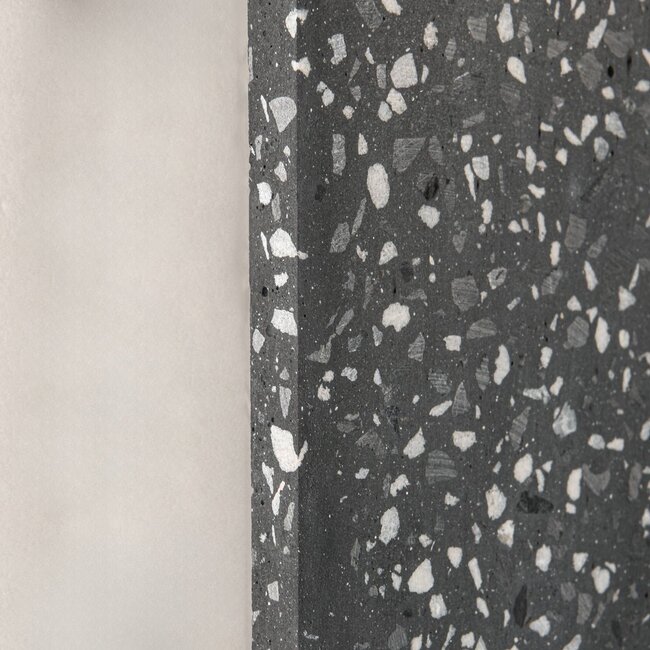 Wall light made of cement and opal white glass with a dark grey terrazzo look - Vero