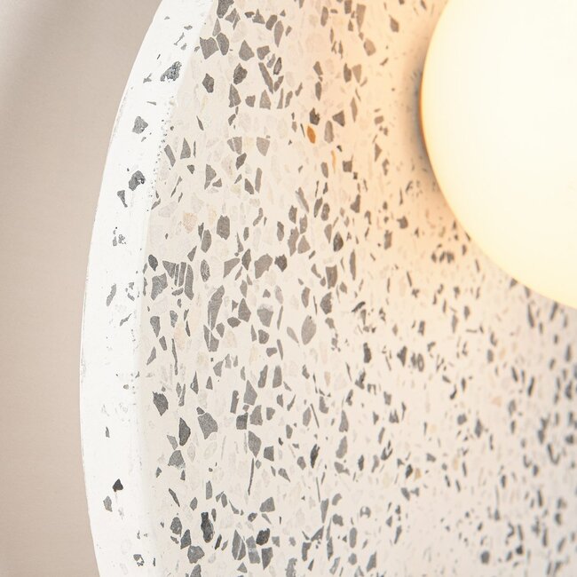 Velo wall light made of cement and opal white glass in terrazzo look - Copy