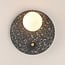 Round wall lamp Vero in cement and opal-white glass with dark grey terrazzo look