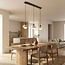 3-light pendant lamp Vara made of travertine (natural stone), wood and opal white glass