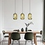 3-light pendant light Elisa in ribbed glass - green