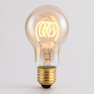 A60 dimmable horizontal spiral bulb, amber glass, 1800K 5W