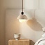 Pendant light Vara made of travertine (natural stone), wood and opal white glass