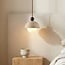 pendant light Vara - travertine (natural stone), wood and milk-white glass