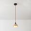 Pendant light Vara made of travertine (natural stone), wood and opal white glass
