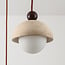 3-light pendant light Vara - travertine (natural stone) and opal white glass, round