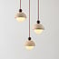 3-light pendant light Vara - travertine (natural stone) and opal white glass, round