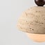 3-light pendant light Vara - travertine (natural stone) and opal white glass, round