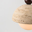 Modern pendant light made of travertine (natural stone), wood and opal white glass, 3-light - Vara