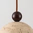 3-light pendant light Vara - travertine (natural stone) and opal white glass, round