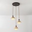 3-light pendant light Vara - travertine (natural stone) and opal white glass, round