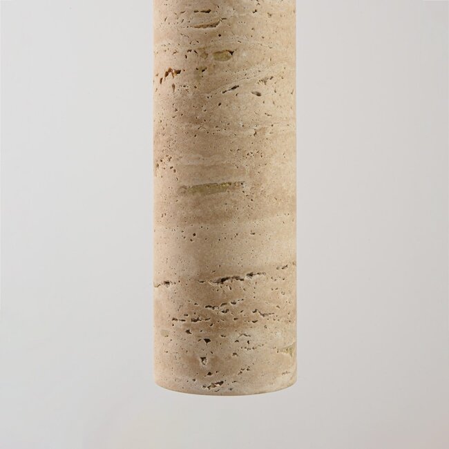 4-light pendant light Oreno made of travertine (natural stone) and wood incl. Philips bulb