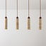 4-light pendant light Oreno - travertine (natural stone) and wood, including light source