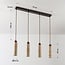 4-light pendant light Oreno - travertine (natural stone) and wood, including light source