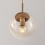 Modern Alea pendant light in beige with transparent glass spheres, 5 lights