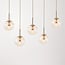 5-light pendant light Alea - beige with clear glass globes