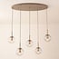 5-light pendant light Alea - beige with clear glass globes