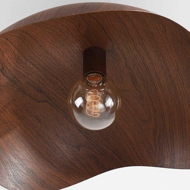Modern ceiling light Casthano made of metal with walnut look Ø46 cm