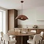Japandi pendant light Zongse with metal shade in walnut look Ø56 cm