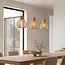 3-light Japandi pendant light Senji - sand taupe with linen shades