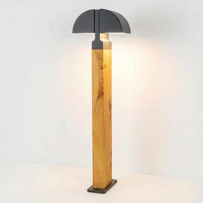 Outdoor floor lamp Xenia - wood-effect with integrated LED