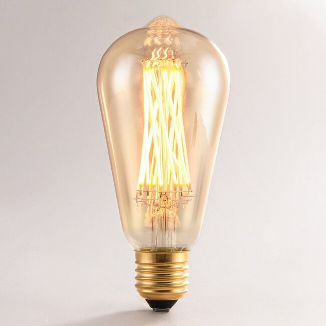 4.5W lamp with cross filament, 2200K, Amber glass, Ø64 - dimmable