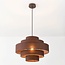 Pendant light Zavon with layered fabric shade in dark brown