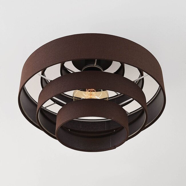 Ceiling light Mavro with layered fabric shade - dark brown
