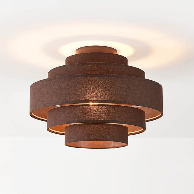 ceiling light Mavro - layered fabric shade in dark brown