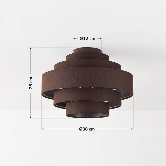 Ceiling light Mavro with layered fabric shade - dark brown