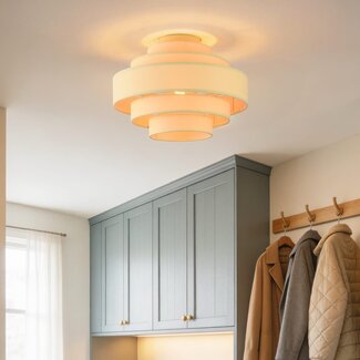 Mavro Cream Beige Ceiling Light with Layered Fabric Shade
