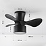 Compact Black ceiling fan incl. LED and remote control - Vejas