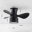 Compact ceiling fan Vejas - black with adjustable colour temperature