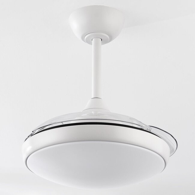 Ceiling fan, white, including LED and remote control - Haizea