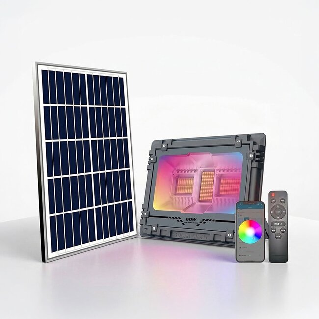 Dimmable smart solar outdoor wall light 60W with RGB - Jop